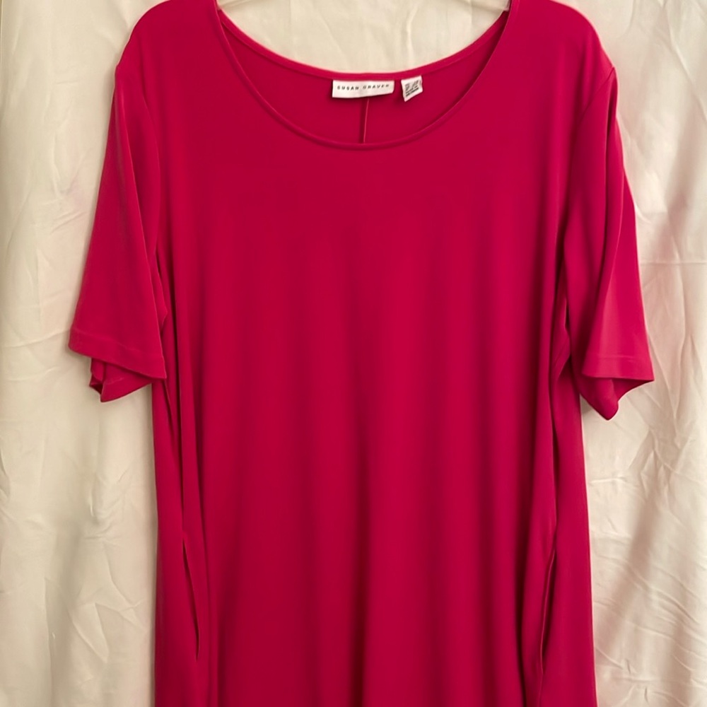 Petite stretch fit and flare dress with pockets